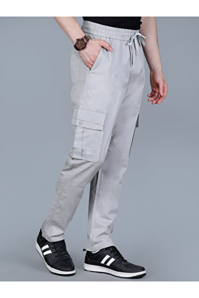 Fort Collins By Styli Men Solid Cargo Pants with Drawstring