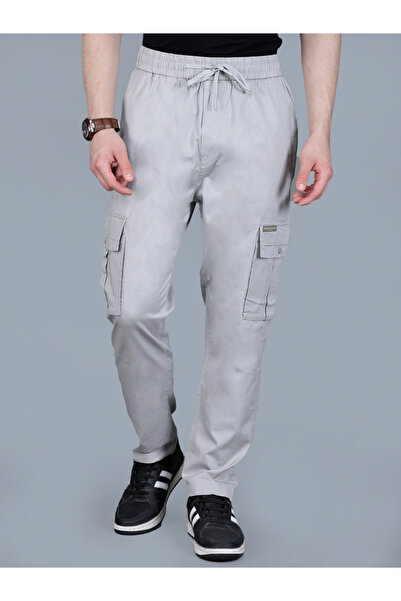 Fort Collins By Styli Men Solid Cargo Pants with Drawstring