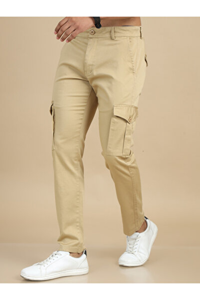 Bushirt By Styli Men Beige Smart Slim Fit Cargo Pants