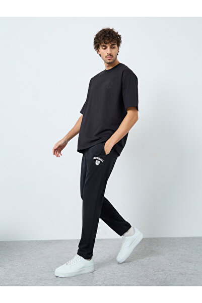 Styli Men Black Slim Fit Terry Joggers with Drawstring