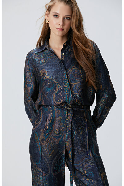 Network Petrol Viskon Desenli Gömlek