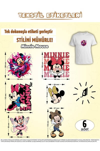 AGG Reklam Iron-On Clothing Label Minnie Mouse Set of 6