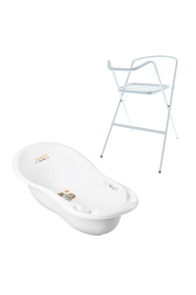 Tega Baby Set cădiță de baie pentru bebeluși Elephant, albă, 86 cm, cu senzor de temperatură + suport anatomic,
