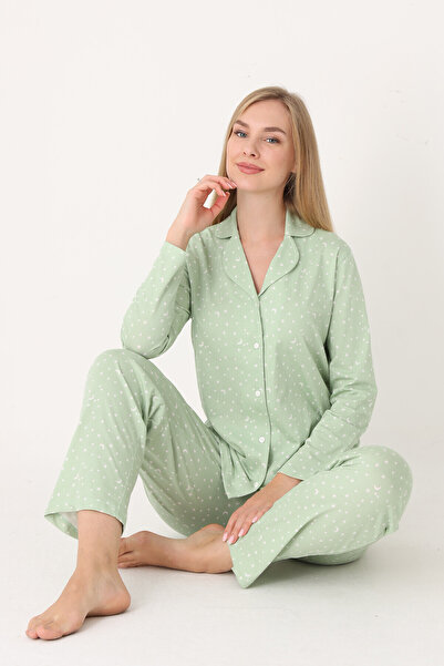 NBB Green Moon and Stars Front Buttoned Pajama Set
