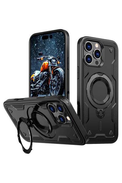 XLogiX جراب ArmourX Armoured مع حامل مدمج لهاتف iPhone 16 Pro Max (أسود)