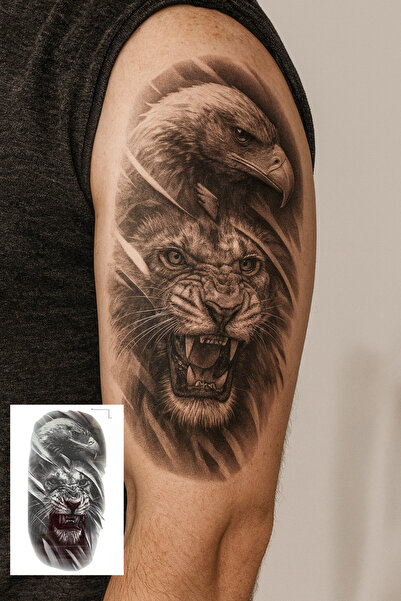 TAKIŞTIR Geçici Aslan Ve Kartal Figürlü Dövme Tattoo