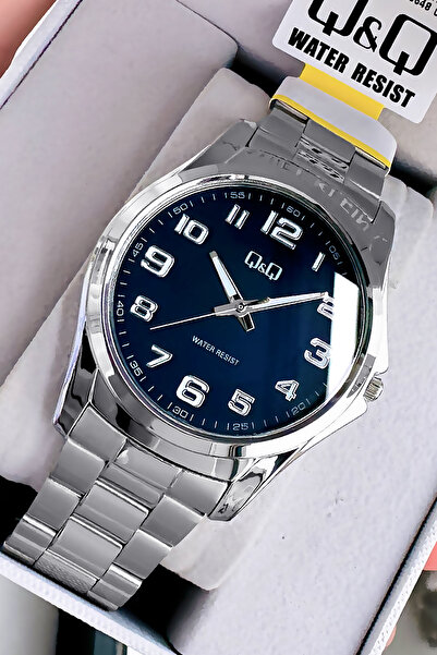 Q&Q Original Quartz Men Wristwatch Silver Color Steel Band 3 Atm Water Resistant -Gift Bracelet Qqe2001C3