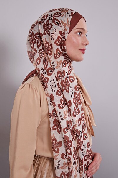 Levidor Kiremit Çiçek Desenli Vivian Şal