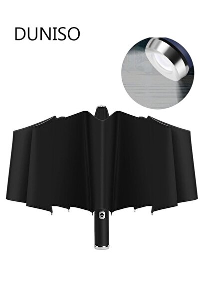 fun zone DUNISO Portable Windproof Folding Travel Umbrella With LED Flashlight Anti-UV Sun And Rain