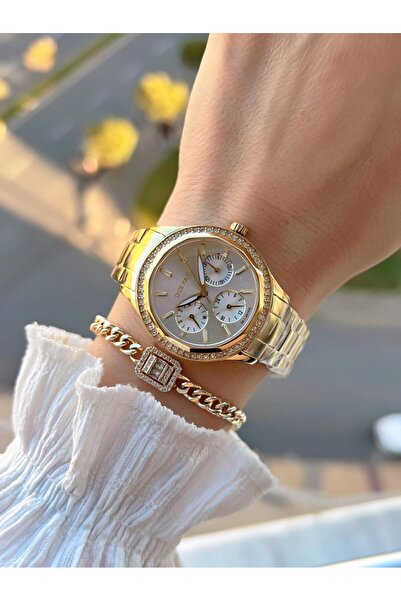 Dice Kayek 2 Yıl Garantili Çelik Kasa Ve Kordon 5 Atm Suya Dayanıklı Kadın Kol Saati+Bileklik AA.003