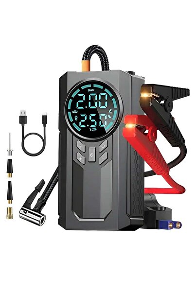 unbranded Portable Cordless Car Jump Starter with Air Compressor & LED Flashlight (8000mAh)