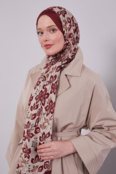 Levidor Kırmızı Çiçek Desenli Vivian Şal