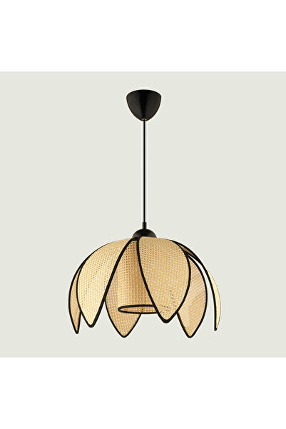 Bella Maison Lento Hasır Sarkıt Avize Krem-Siyah (40x70 cm)