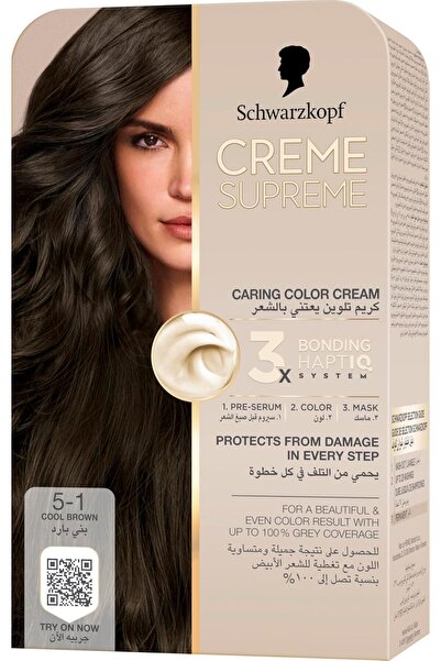 Creme Supreme مجموعة كاملة من شوارزكوف، صبغة شعر دائمة 5-1 بني بارد