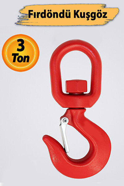 Badem10 Fırdöndü Kuşgöz 3 Tonluk Çelik Dönel Kanca Vinç Halat Taşıma Bağlantı...