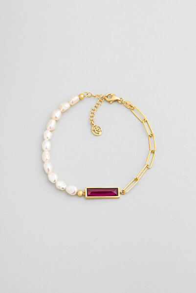 So CHIC... Pearl Bloom 18 Ayar Sarı Altın Kaplama 19 Cm Gümüş Bileklik