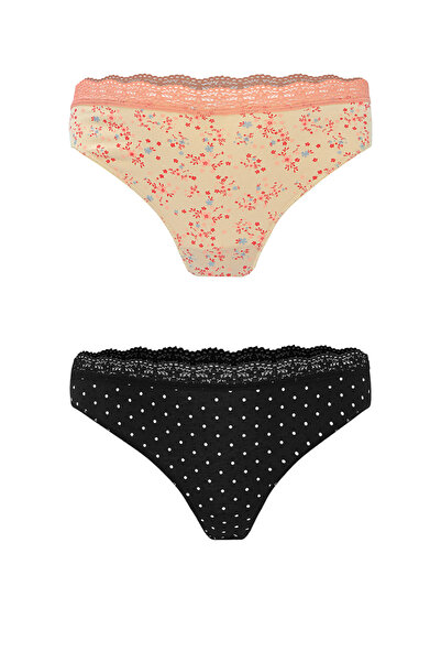 Wonna Set of 2 Cotton Soft Printed Panties-Skin-Black-S