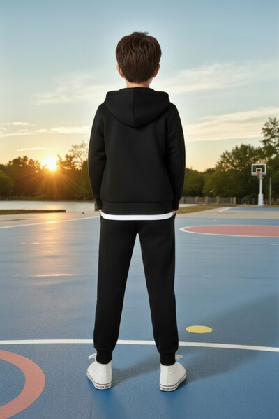 han elegant 2 részes cipzáras, kosárlabda mintás fiú alsó és felső tréningruha szett