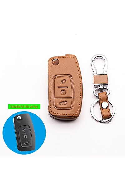 VTH Brown leather key cover for Ford Fiesta Focus C-Max Galaxy Kuga Mondeo MK4 S-Max