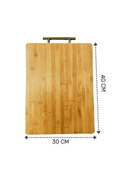 BLA BLA FOAM Solid wood kitchen cutting board with gold stainless steel handle, 40x30 cm, thickness 2.5 cm