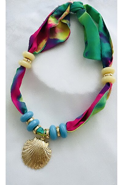 VNS Accessories Boncuk Detaylı İstiridye Kabuğu Fular Kolye