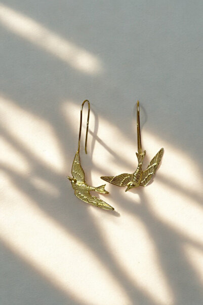 The Leia Kuş Küpe / 925 Ayar Gümüş - Gold