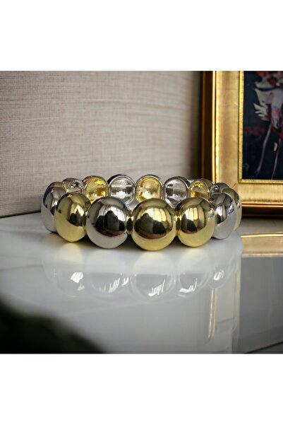 GOLD & SİLVER YUVARLAK BONCUK BİLEKLİK