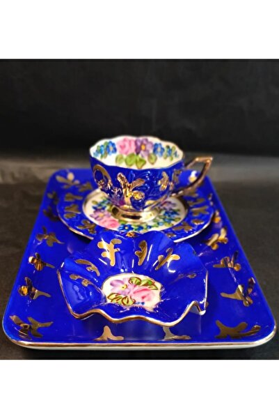 BY.RAYKA PORSELEN El Dekor Süli̇man Porcelain Hand Painted Single Person Coffee Cup Set