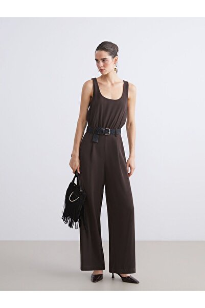 LC Waikiki U Neck Belt Piece Women's Jumpsuit