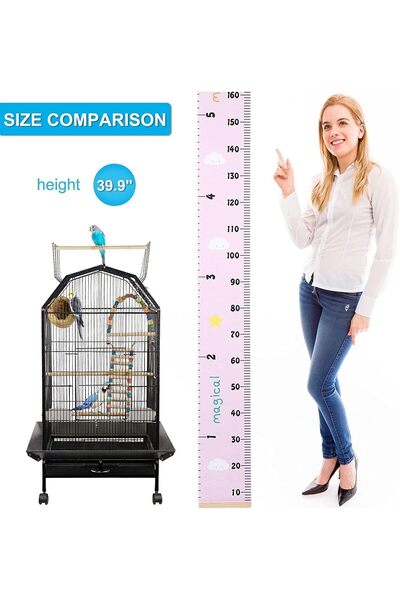 VINNYSEN Bird Cage, Open Top Standing Parrot Parakeet Cage, with Rolling Stand Large Metal Bird Flight Cage f