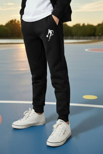 han elegant 2 részes cipzáras, kosárlabda mintás fiú alsó és felső tréningruha szett