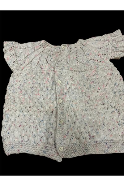 Ebrar Çeyiz El örgüsü kolları fırfırlı nohut model bebek yeleği