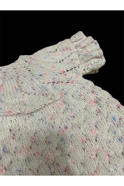 Ebrar Çeyiz El örgüsü kolları fırfırlı nohut model bebek yeleği