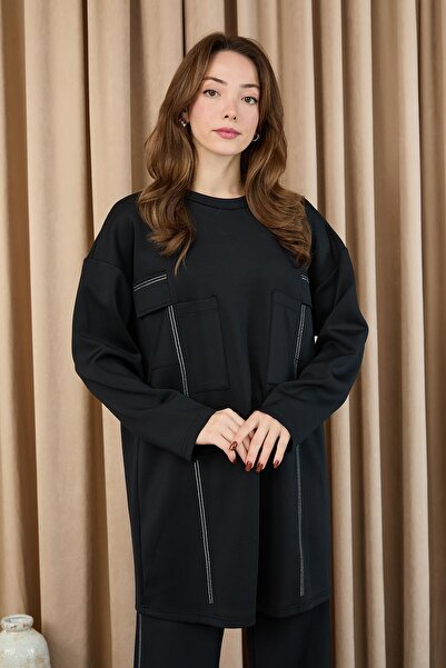 Puane Women's Stone Detailed Trouser Suit - 14379Tks - Black