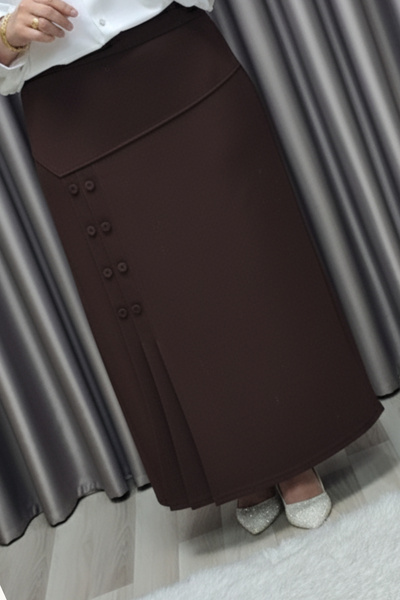 Elmas Tesettür Γυναικεία Ρούχα Μεγάλου Μεγέθους Φούστα με κουμπιά Suna