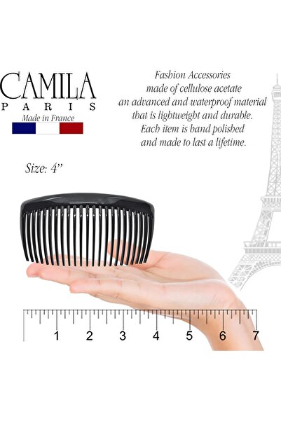 Generic Camila Paris CP2910 French Side Combs, Large 2-Pack, Curved Cellulose - Black