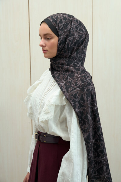 cs camellia scarf Vetra Kash Shawl - Black Mink