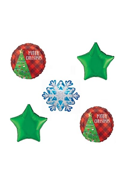 Domi Party & Gifts Set de 5 baloane folie - fulg de nea, steluțe verzi, baloa...
