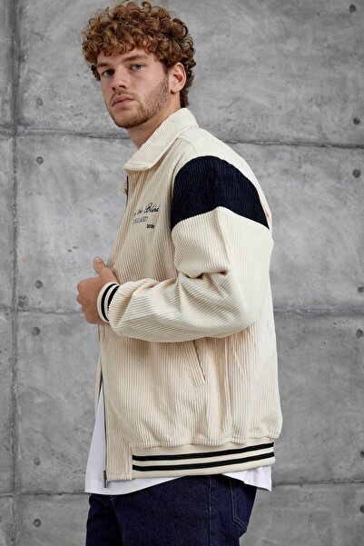 NOMARC Екрю Білий Nmrc Вишивка Деталізований Оксамитовий Оверсайз Жакет