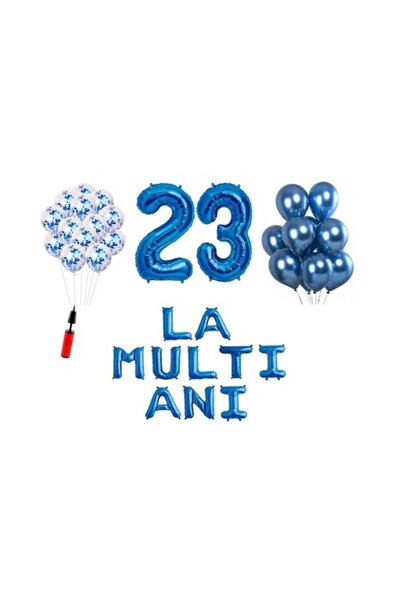 OEM Set baloane, 33 buc, aniversare 23 'La Multi Ani', numere folie 101 cm, a...