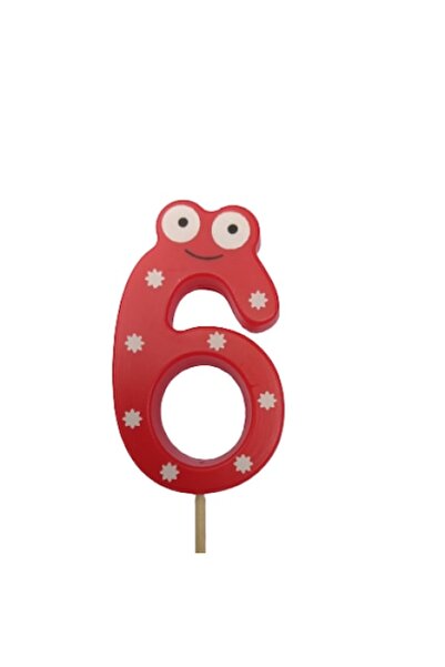 Domi Party & Gifts Lumânare pentru tort, model „ochi”, numărul 6, roșu