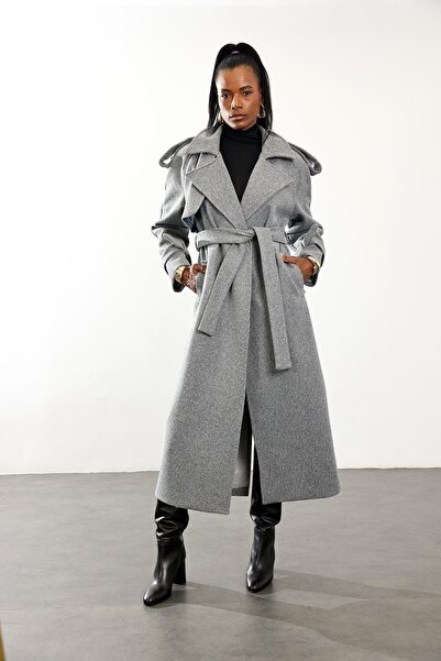 5in1Canpolat Gray Cashmere Coat 1614