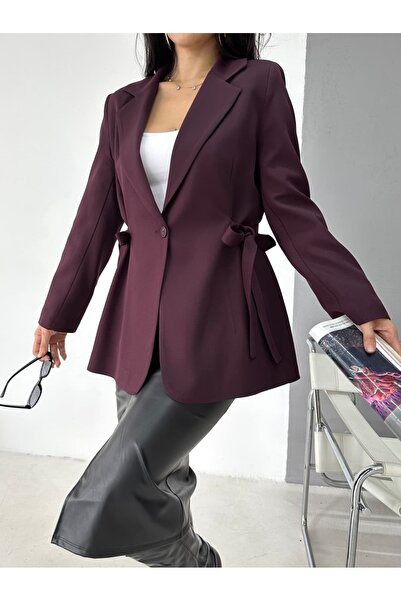 Moda İkra Blazer ceket Yanlarda bağlama/ip detayları Modern ve şık
