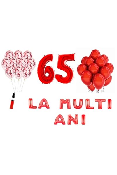 OEM Set de 33 de baloane, aniversare "La mulți ani" 65 de ani, număr folie 10...