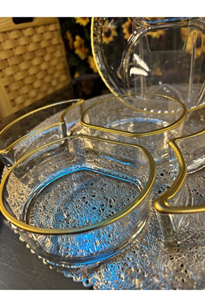 ARS HOME DEKOR 4-Compartment Snack Bowl with Stand Tray, Glass Bowl, Glass Breakfast Bowl, Decorative Serving Bowl, Luxury Breakfast Set