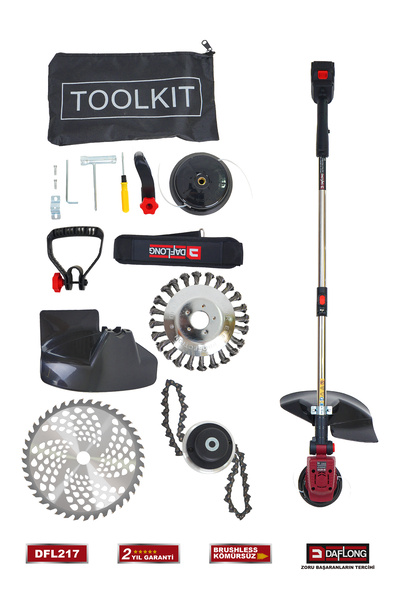 DAFLONG PROFESSİONEL KÖMÜRSÜZ ŞARJLI CANAVAR BAŞLIKLI ÇİM BİÇME MAKİNASI DFL-217