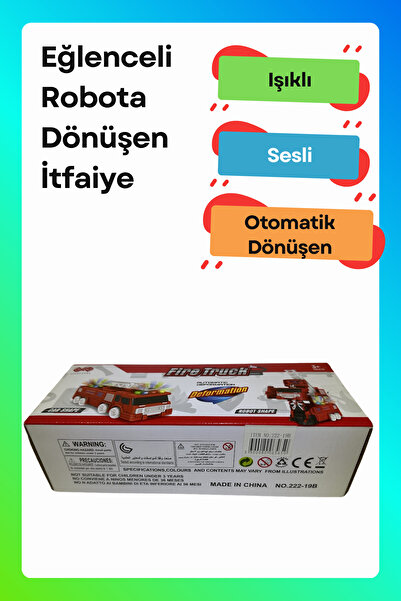 JIAHAO Transform Robot İtfaiye Aracı – Sesli, Işıklı, Otomatik Robota Dönüşen İtfaiye