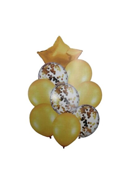 Domi Party & Gifts Set de 9 baloane din folie și latex, stea aurie, Party Shop