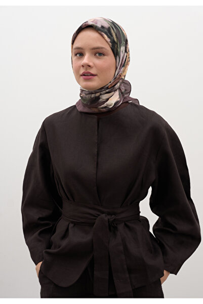 Fresh وشاح من القطن والفسكوز بنقشة زهور منتصف الليل بلون البرقوق