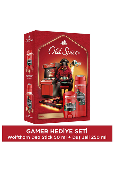 Old Spice Gamer Hediye Seti: Wolfthorn Deodorant Stick 50 ml + Duş Jeli 250ml